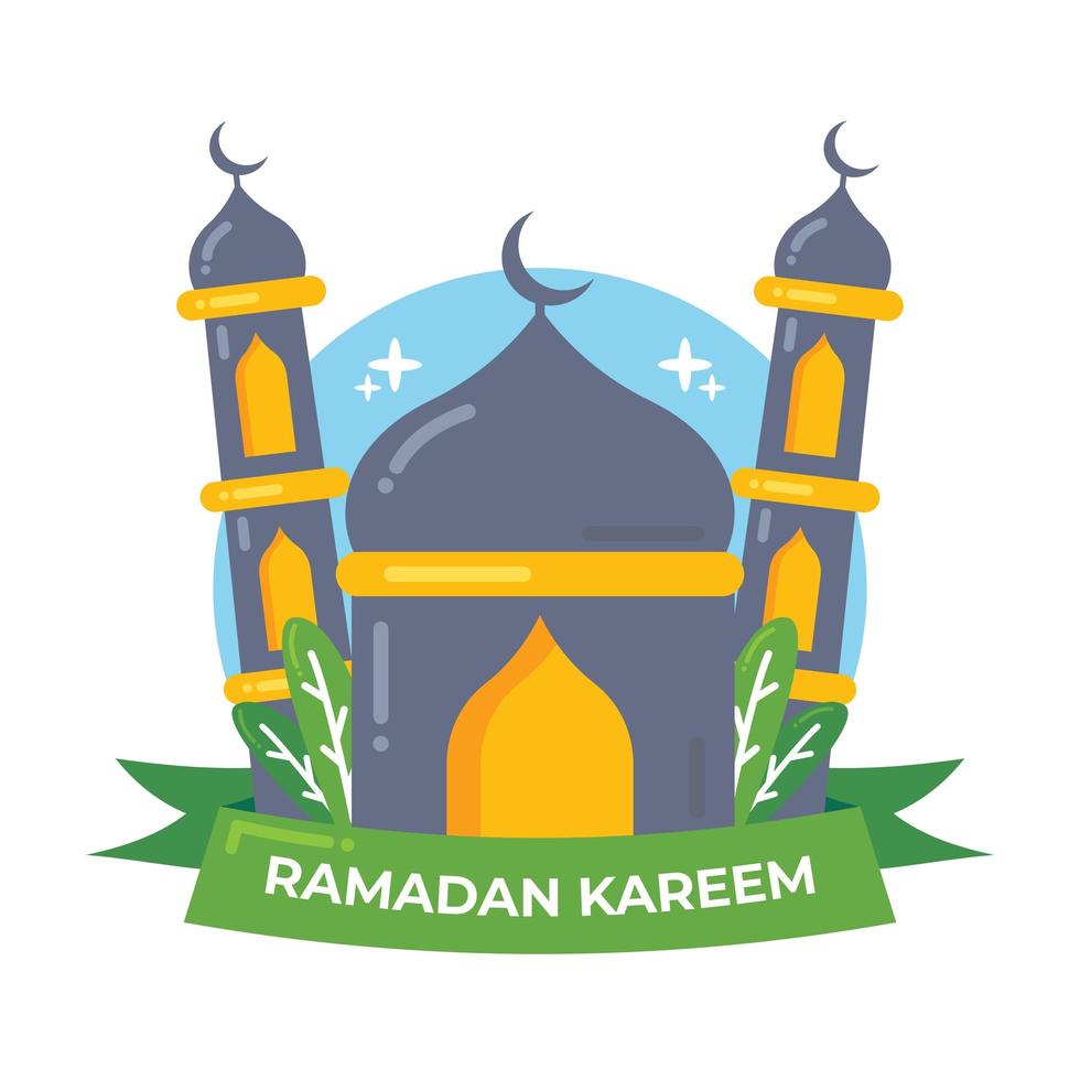 Ramadan Kareem greeting Concept with mosque illustration vector
