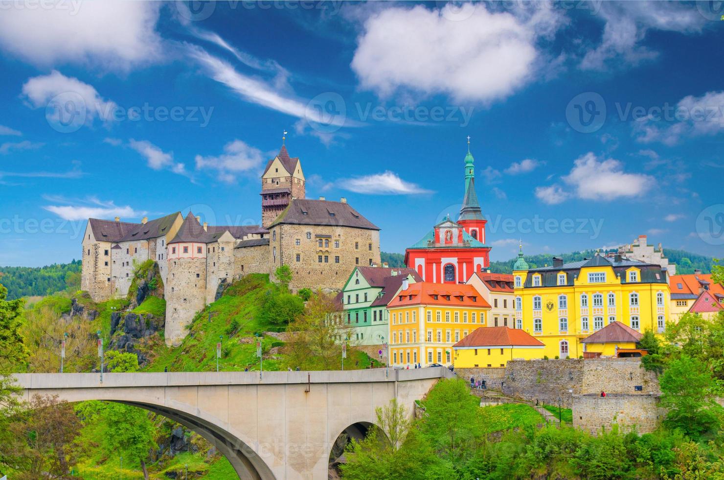 Loket Castle Hrad Loket gothic style building on massive rock over Eger river photo