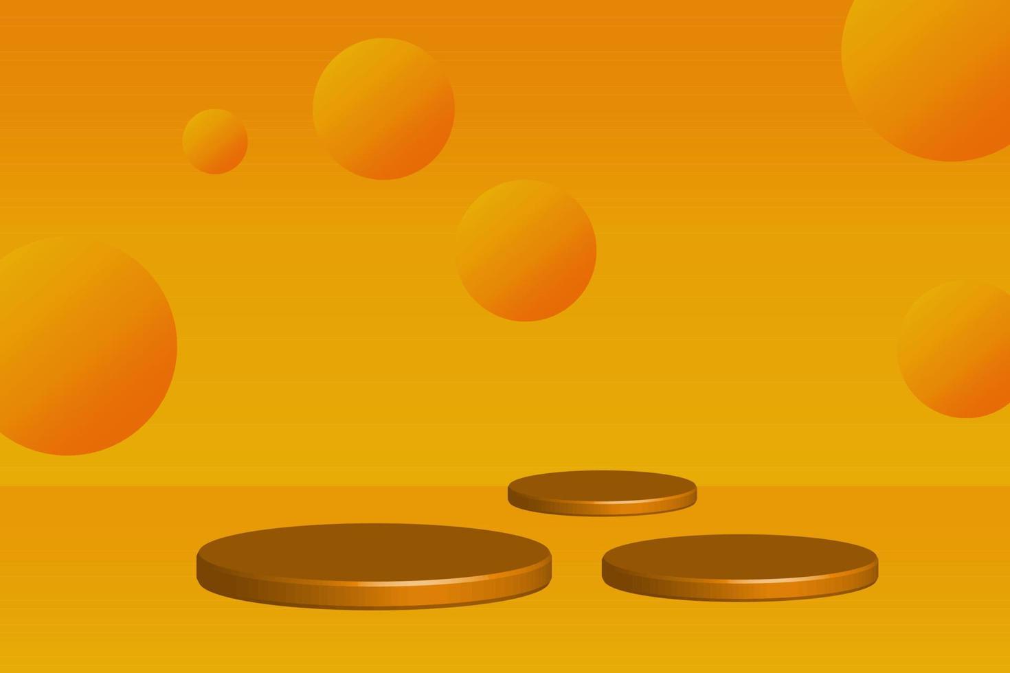 3d rendering, orange abstract background, empty podium, Empty showcase mockup with empty round stage. vector