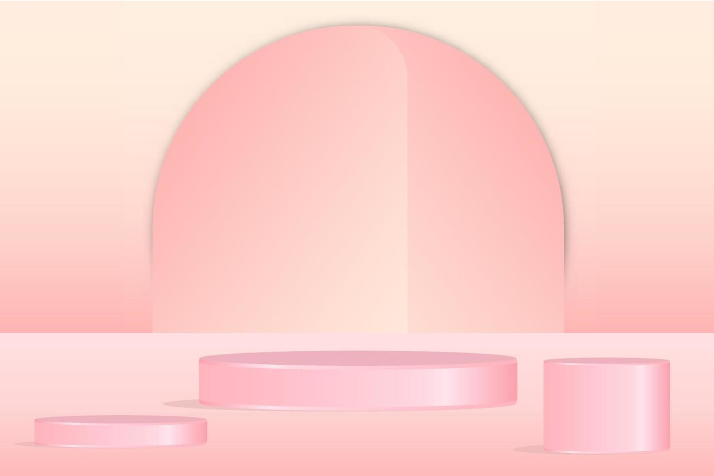 3d rendering, pink abstract background, empty podium, blank showcase mockup with empty round stage. vector