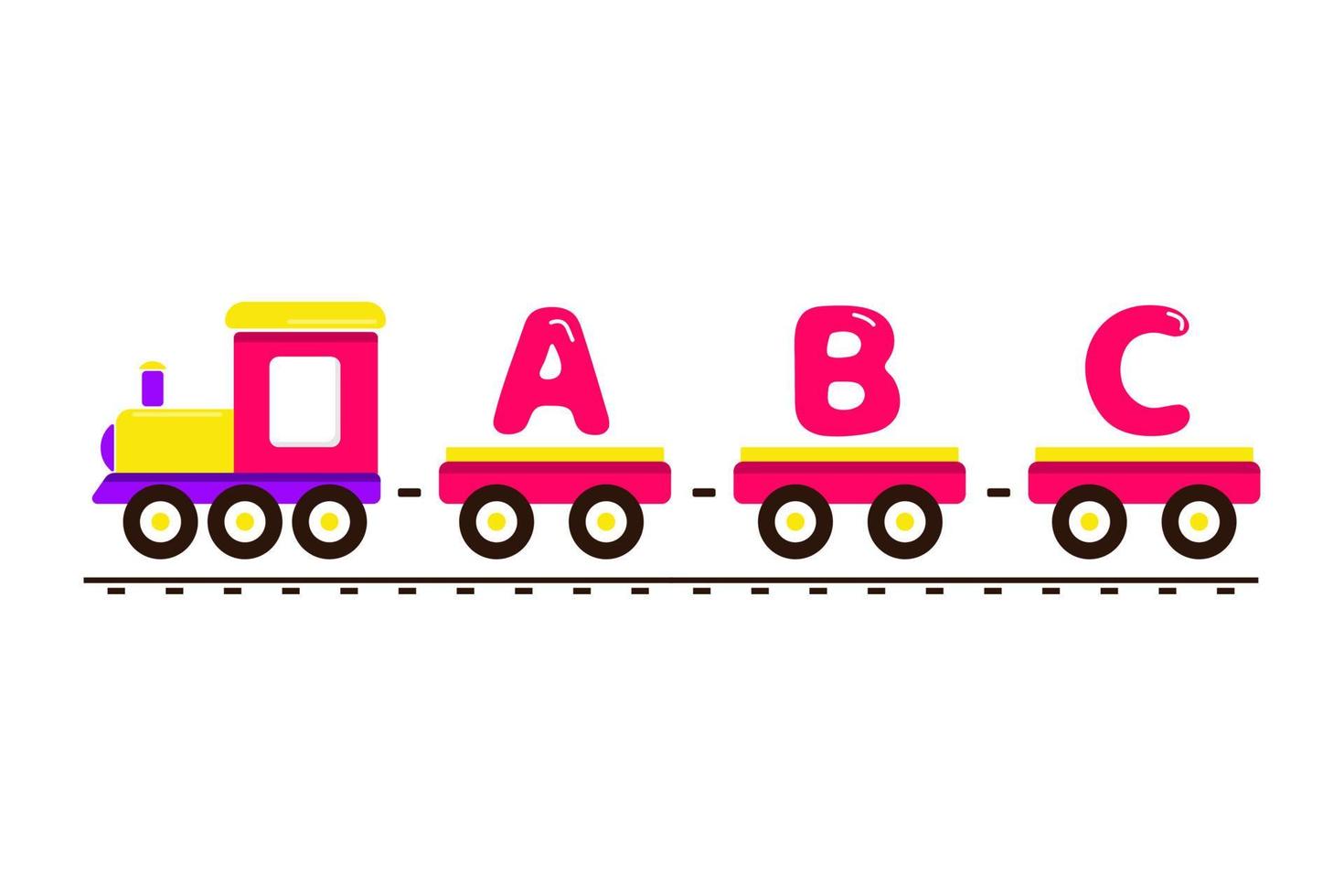 ilustración de un tren con letras coloridas para niños que aprenden a leer vector de tren