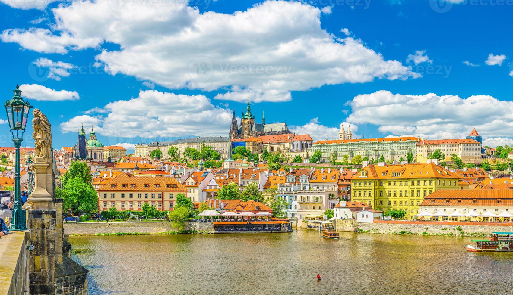 Panorama of Prague city historical centre with Prague Castle photo