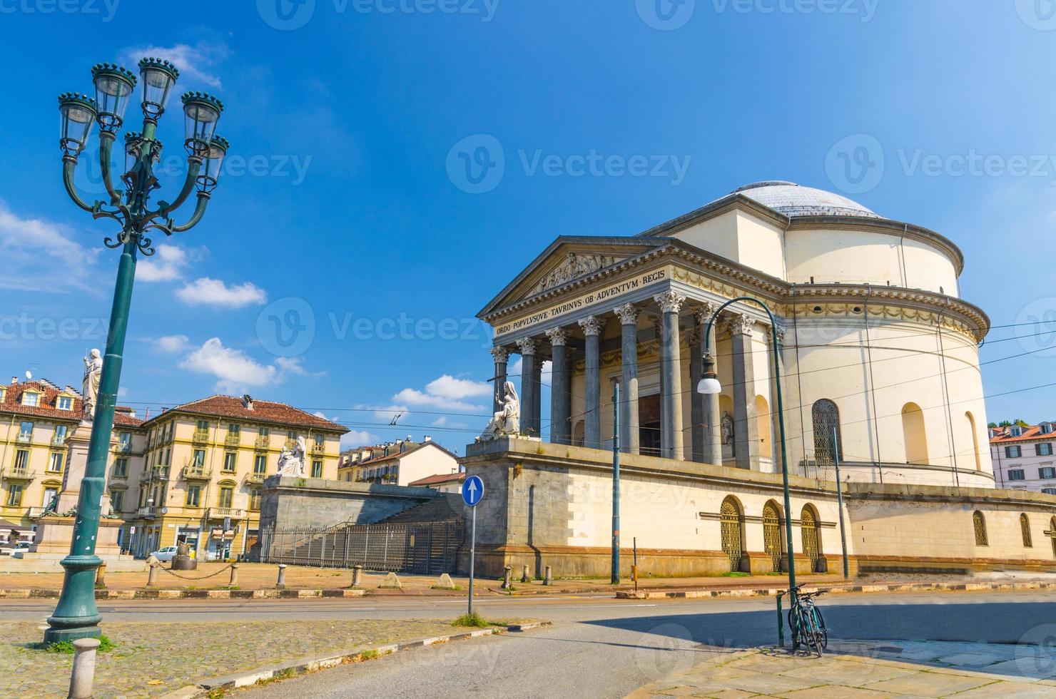 Catholic Parish Church Chiesa Gran Madre Di Dio neoclassic style building and Vittorio Emanuele monument photo