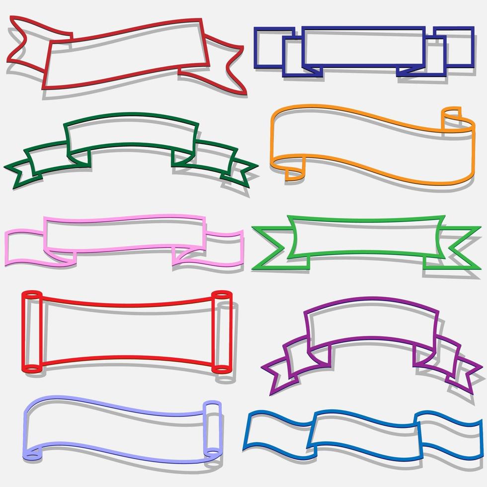 pancartas y cintas del esquema de papel vector