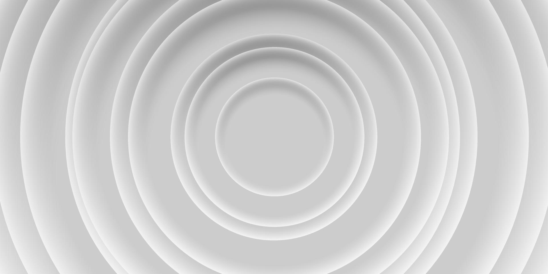Grey, white background of circles with shadows, material 3d style vector