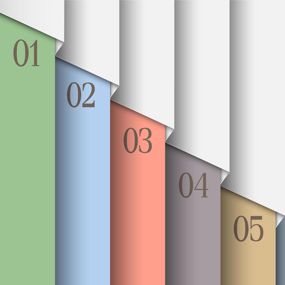 Paper numbered banners in  pastel colors vector