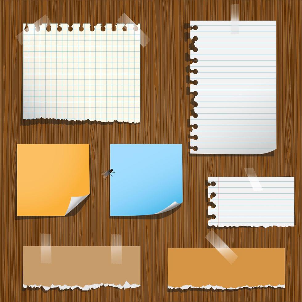 conjunto de papel de notas vector