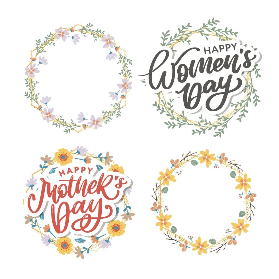 Women's Day hand drawn lettering. Red text isolated on white for postcard, poster, banner design element. Happy Women's Day script calligraphy. Ready holiday lettering design. vector