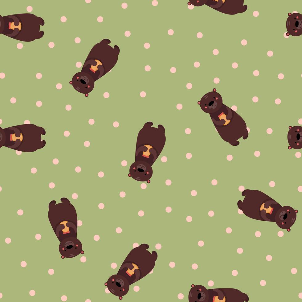 bear pattern. Brown teddy bear with honey on a pattern for a children's room, textile, background. vector