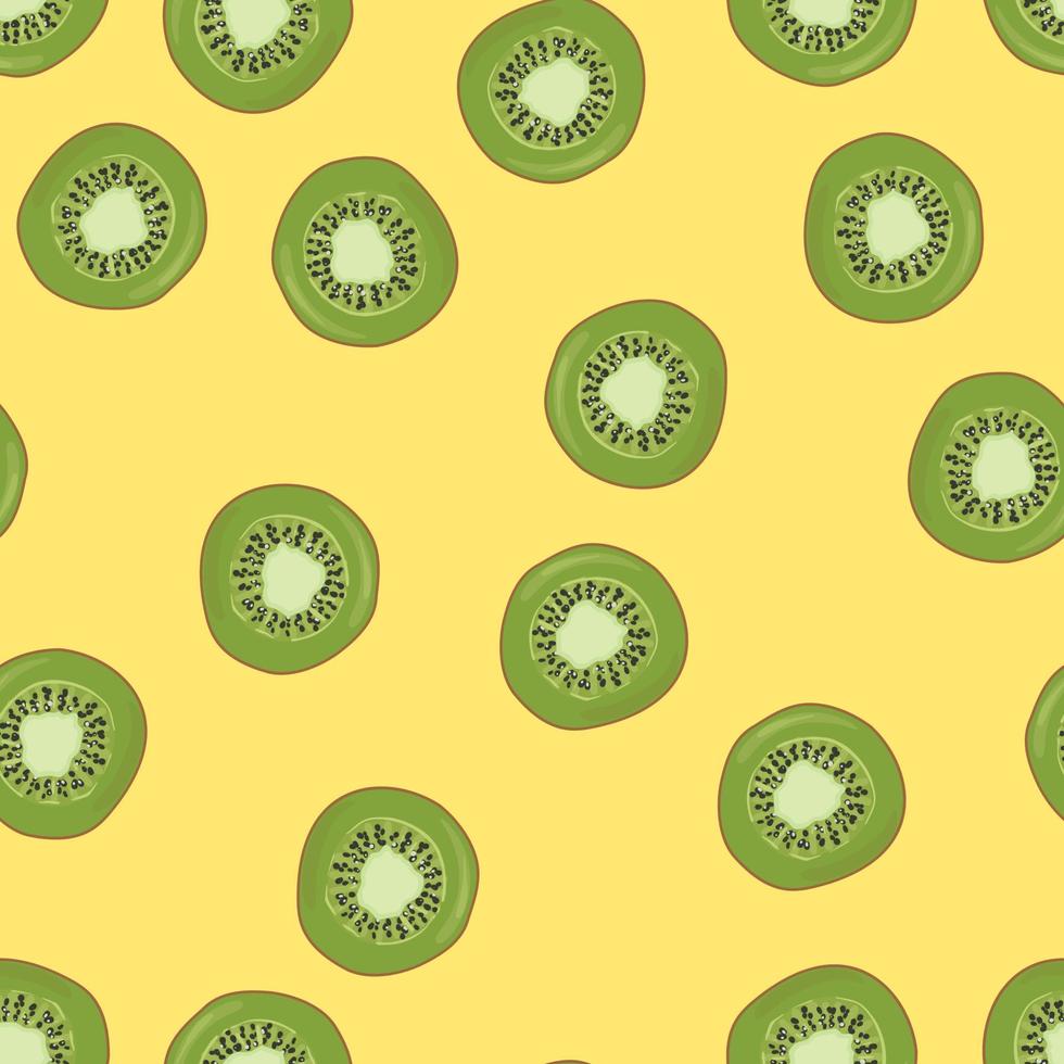 Kiwi pattern. Kiwi halves on a pattern for textiles, kitchen decor, napkins. vector