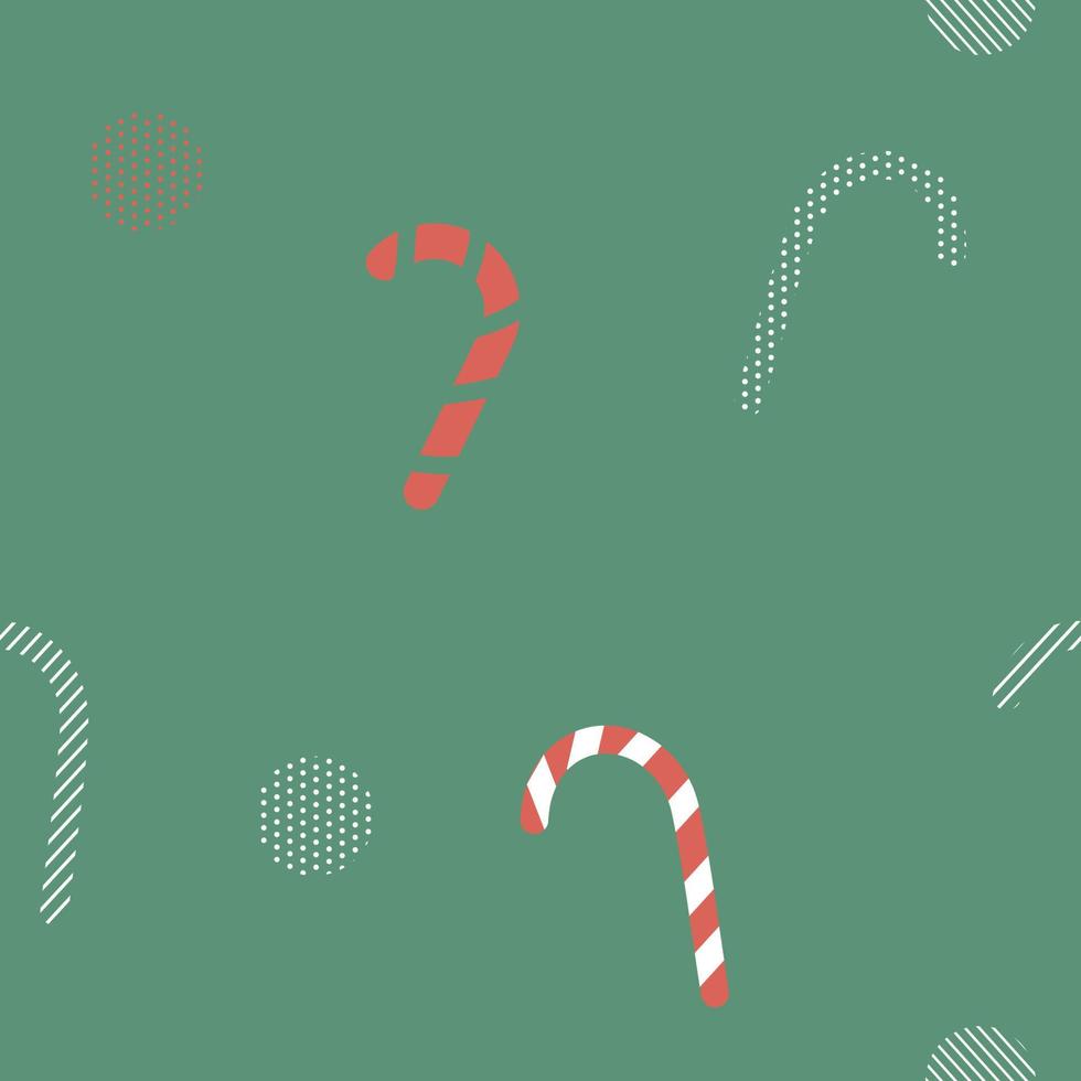 red and white candy theme with green background for Christmas in seamless pattern for print and fabric vector