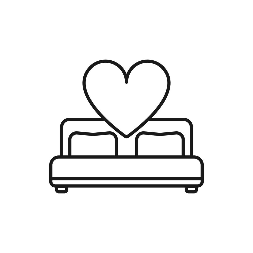 cama de amor con ilustración de vector de icono de corazón.
