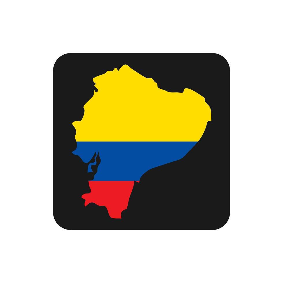 Republic of Ecuador map silhouette with flag on black background vector