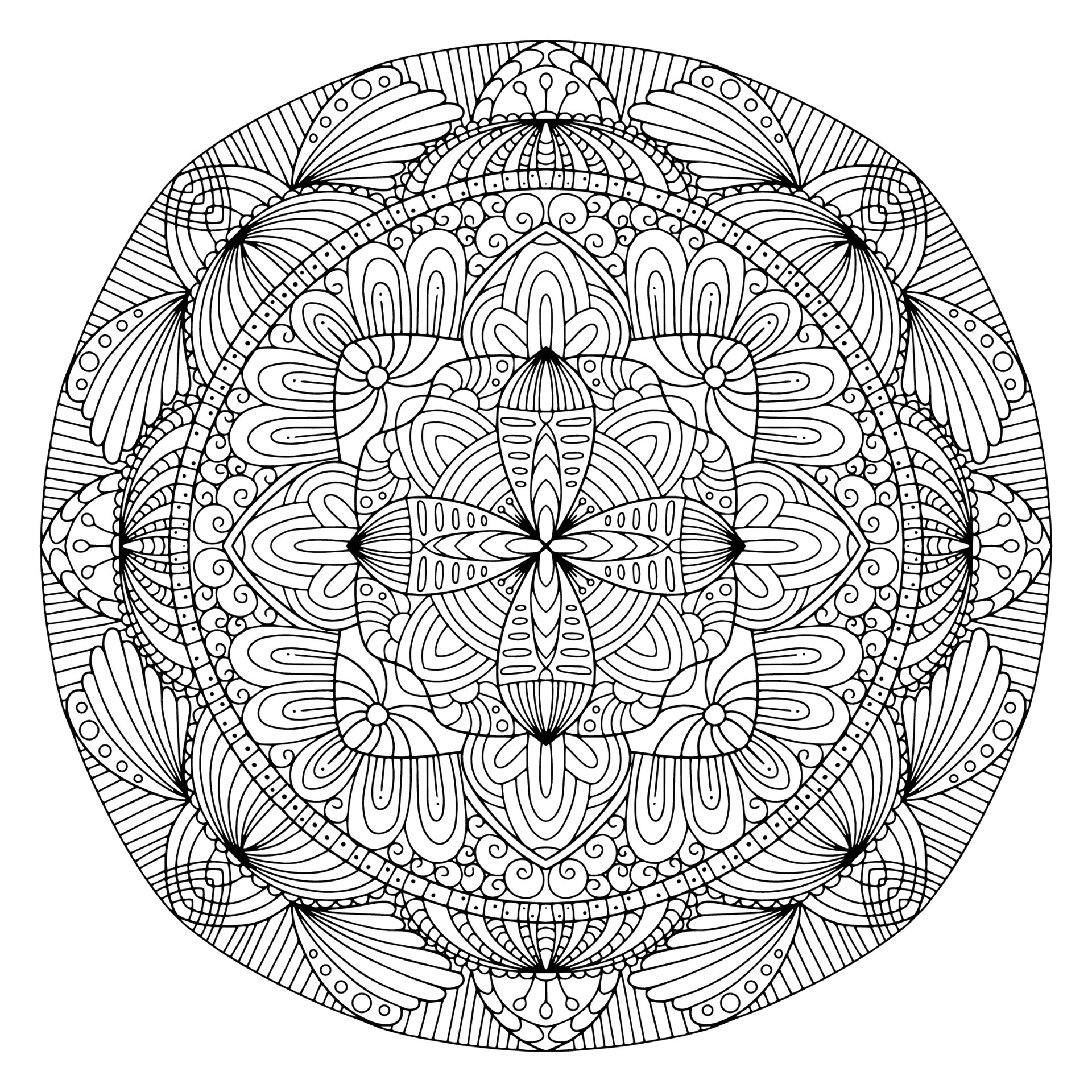 Mandala drawing vector element. Coloring page, coloring book for kids
