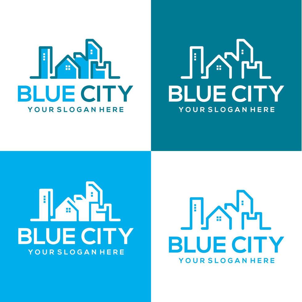 plantilla de diseño de logotipo de ciudad azul vector