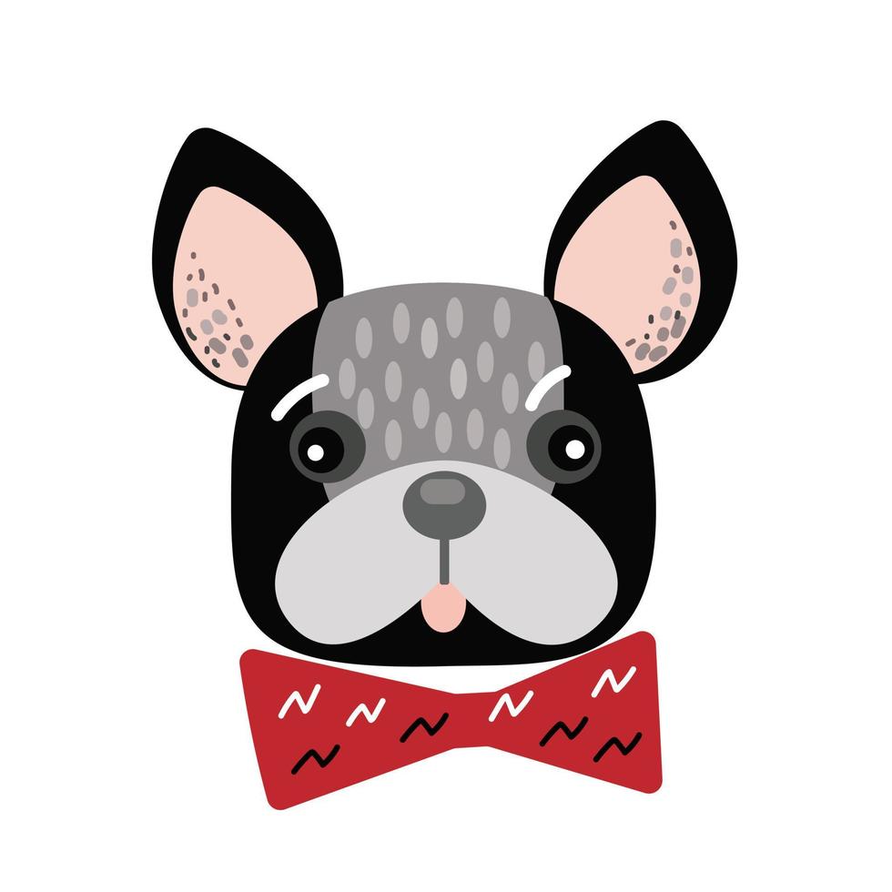 Black bulldog french puppy kawaii cartoon character vector symbol