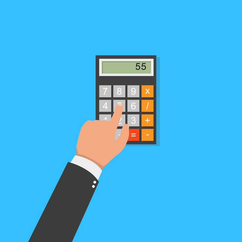 Businessman counting on a calculator. Business concept. Vector illustration