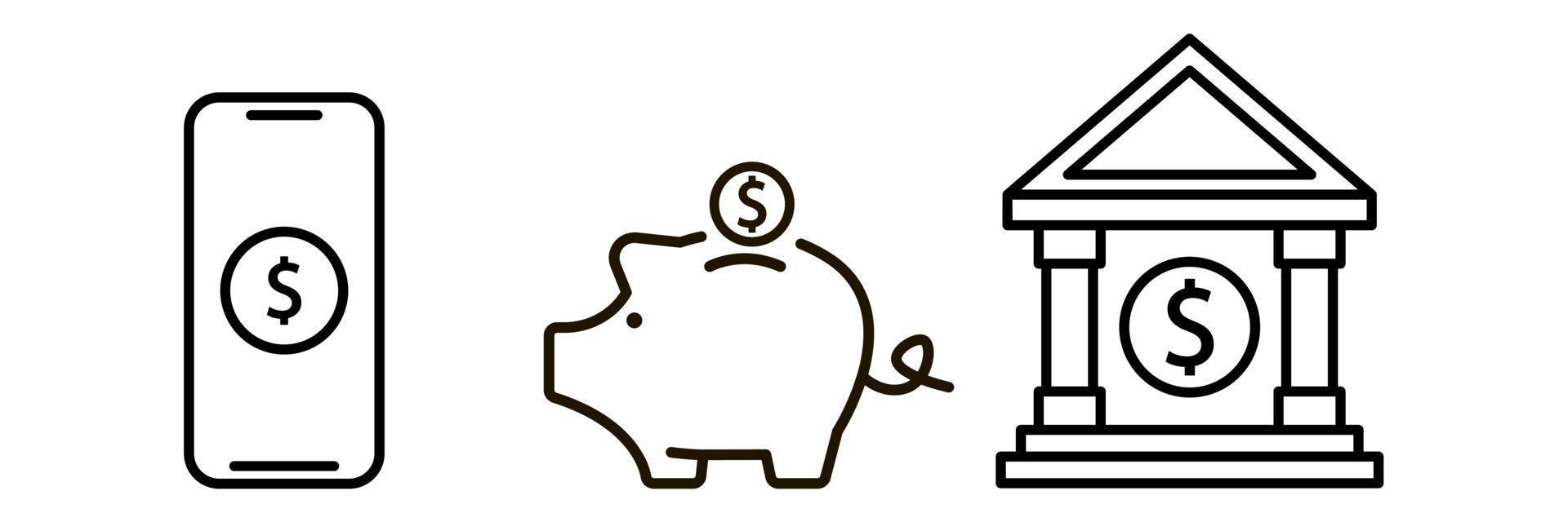 Banking set line icons. Vector