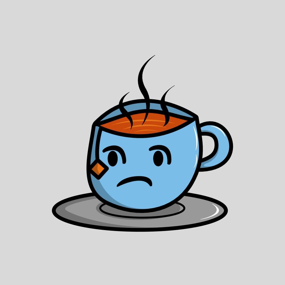 cartoon character's unhappy cup of drink vector