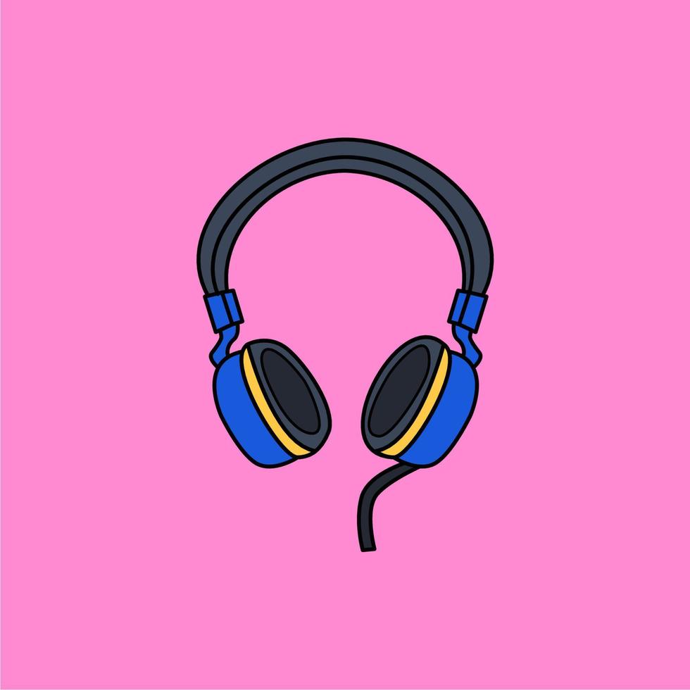 simple vector illustration of gaming headset objects and pink ...