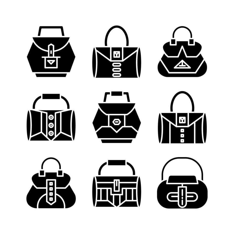 fashion bag icons set vector