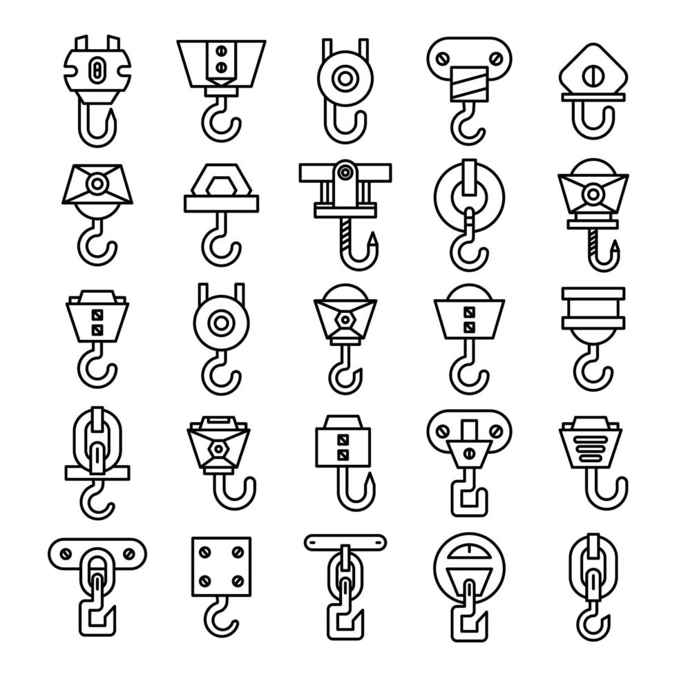 crane hook icons vector set