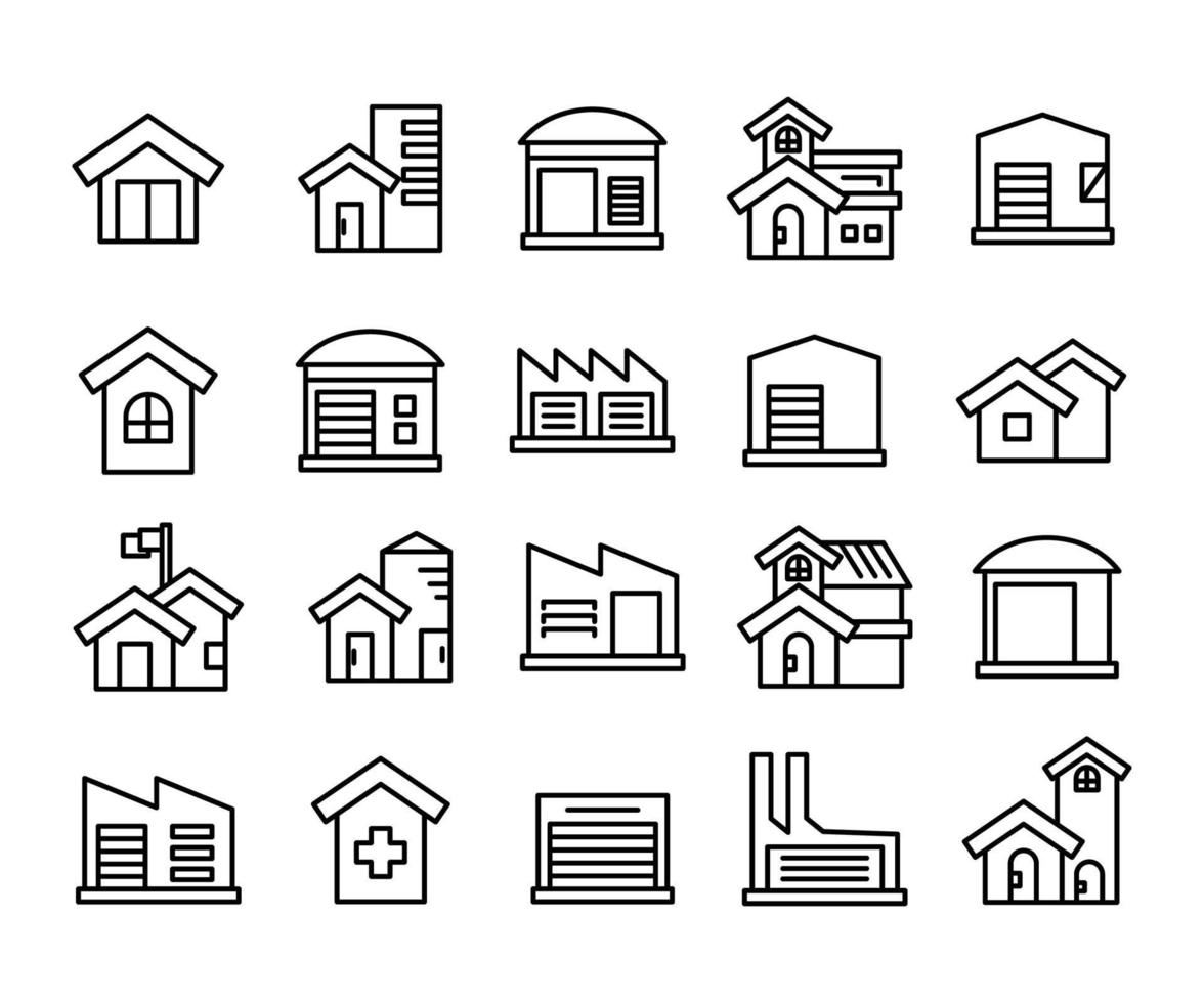 building icons set line vector