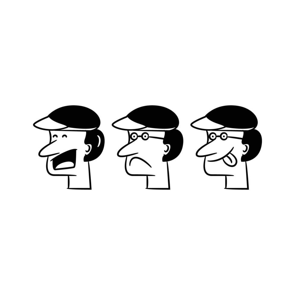 funny male face with cap avatars vector