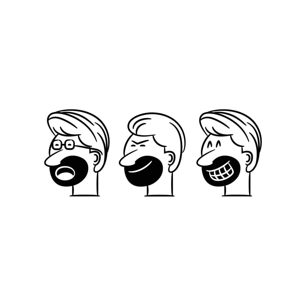funny beard man cartoon avatars vector
