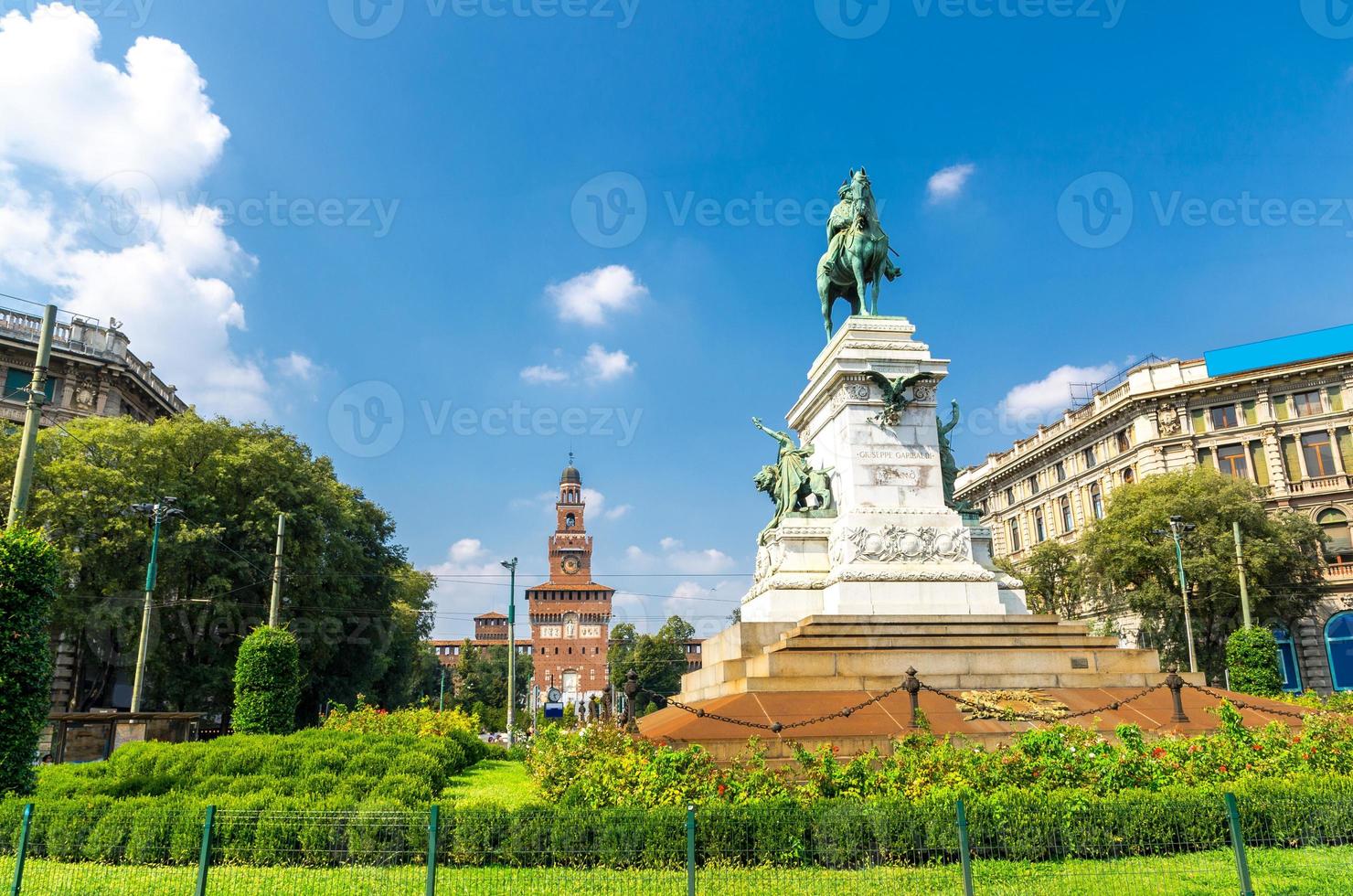 Monument Giuseppe Garibaldi statue, Milan, Lombardy, Italy photo