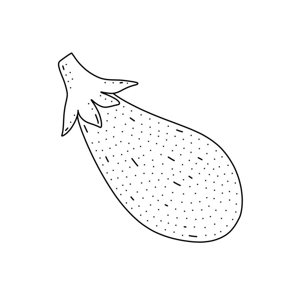 Hand drawn vector illustration of eggplant in doodle style. Cute illustration of a vegetable on a white background.