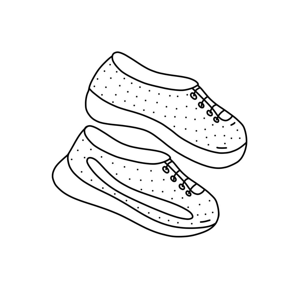 ilustración vectorial dibujada a mano del icono del garabato de las zapatillas de deporte. bonita ilustración del icono de los zapatos deportivos en un fondo blanco. vector