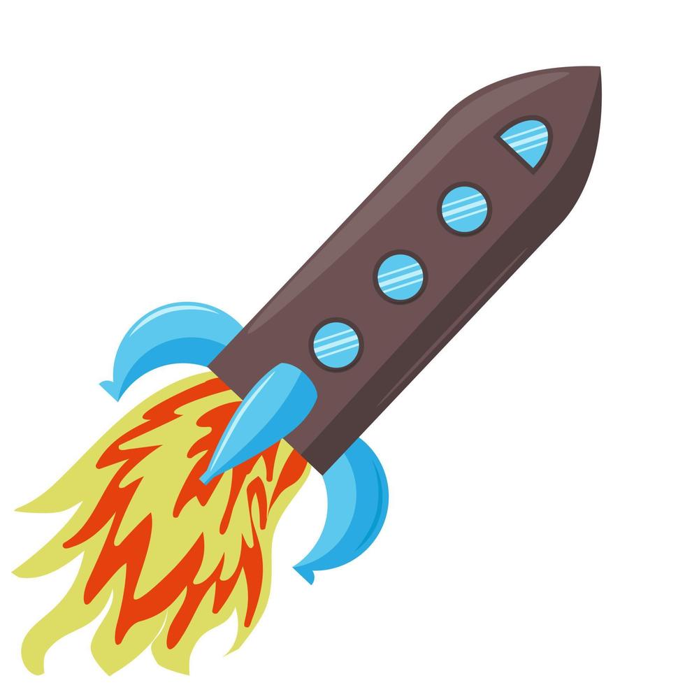 Rocket launch icon vector illustration. Spaceship  clipart.