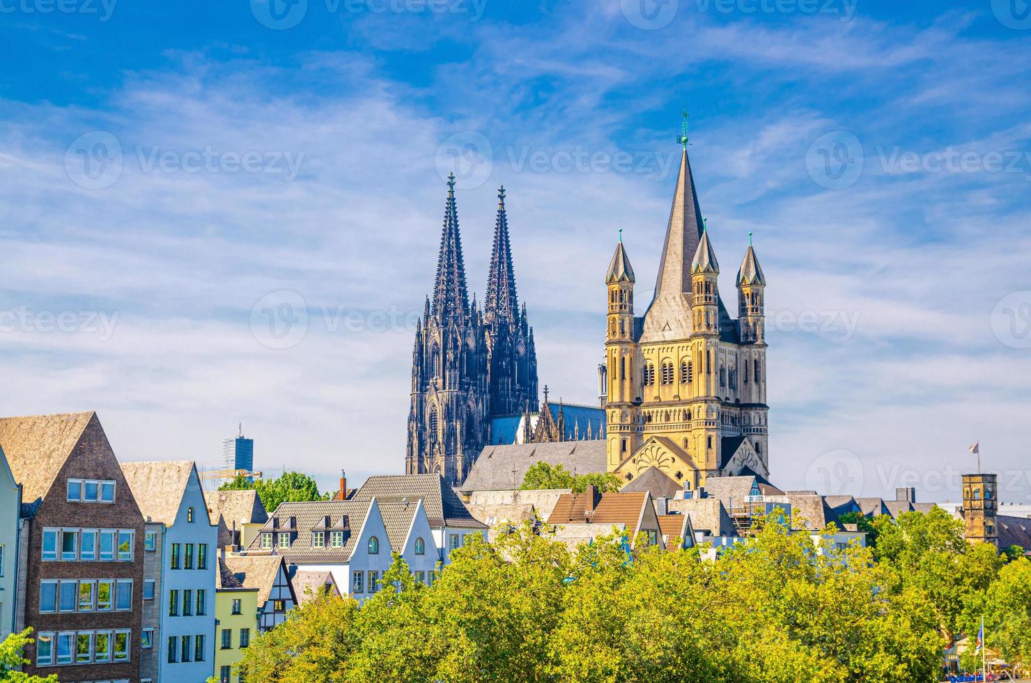 View of historical city centre with towers of Cologne Cathedral photo