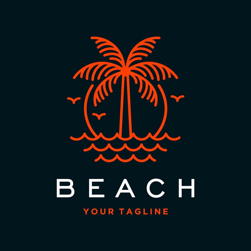 logo de playa vectorial con palmera vector