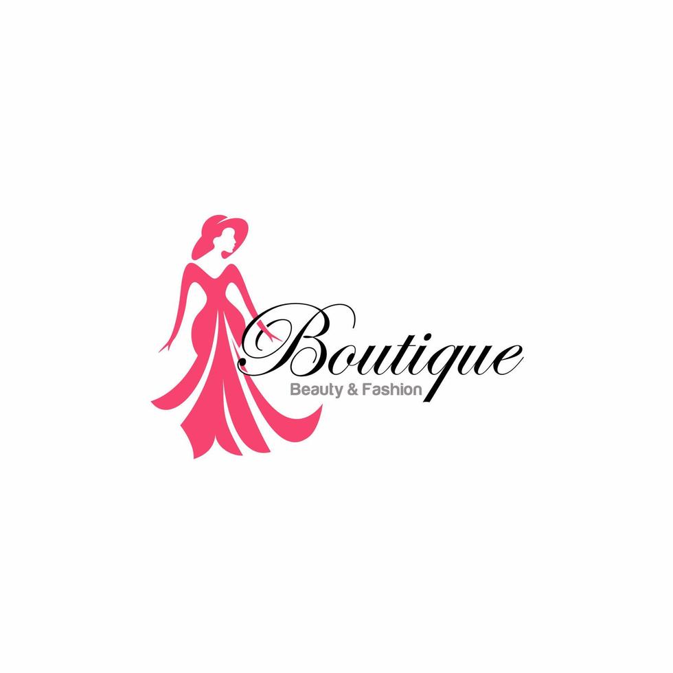 Bridal Wear Boutique. Wedding Gown Sexy Dress Fashion Logo Design Vector Illustration