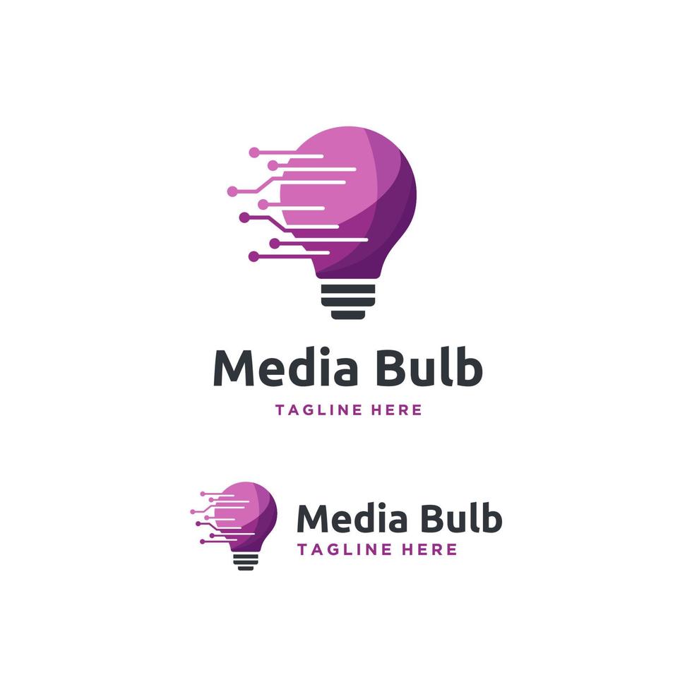 Smart bulb tech logo icon and business card design . Bulb Logo Design Colorful vector