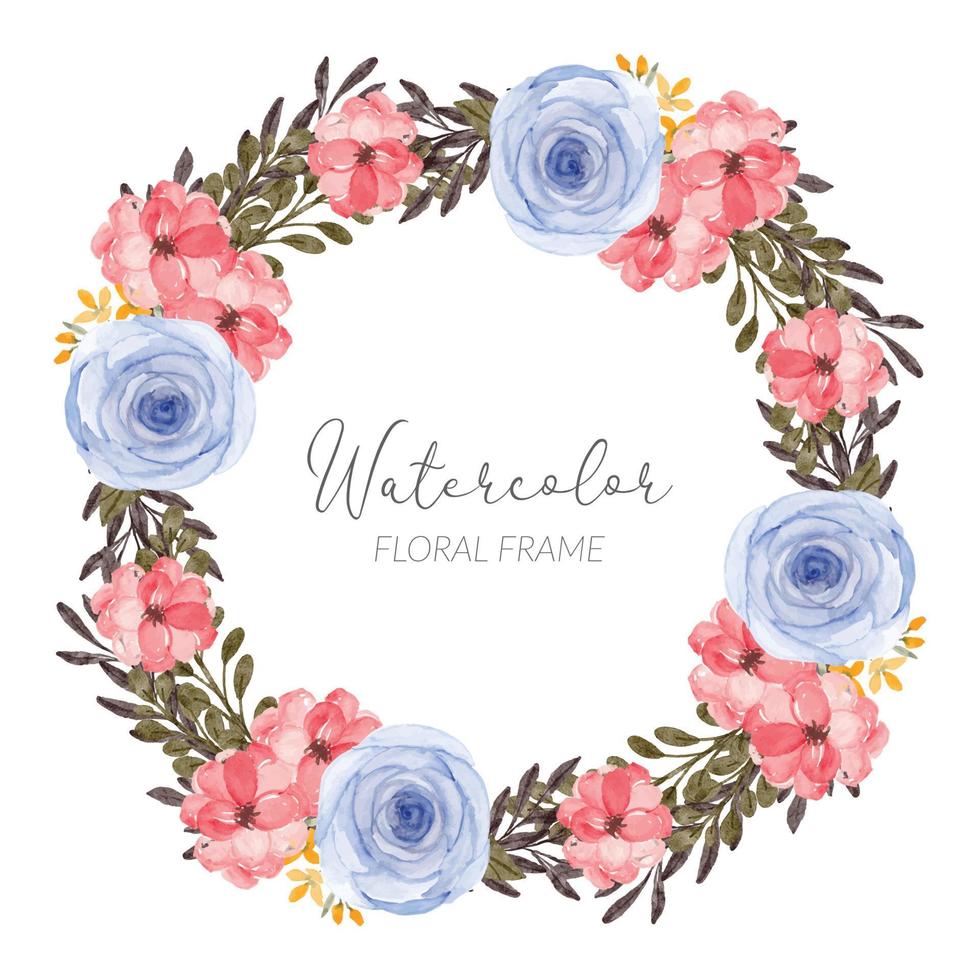 watercolor rose flower bouquet frame wreath vector