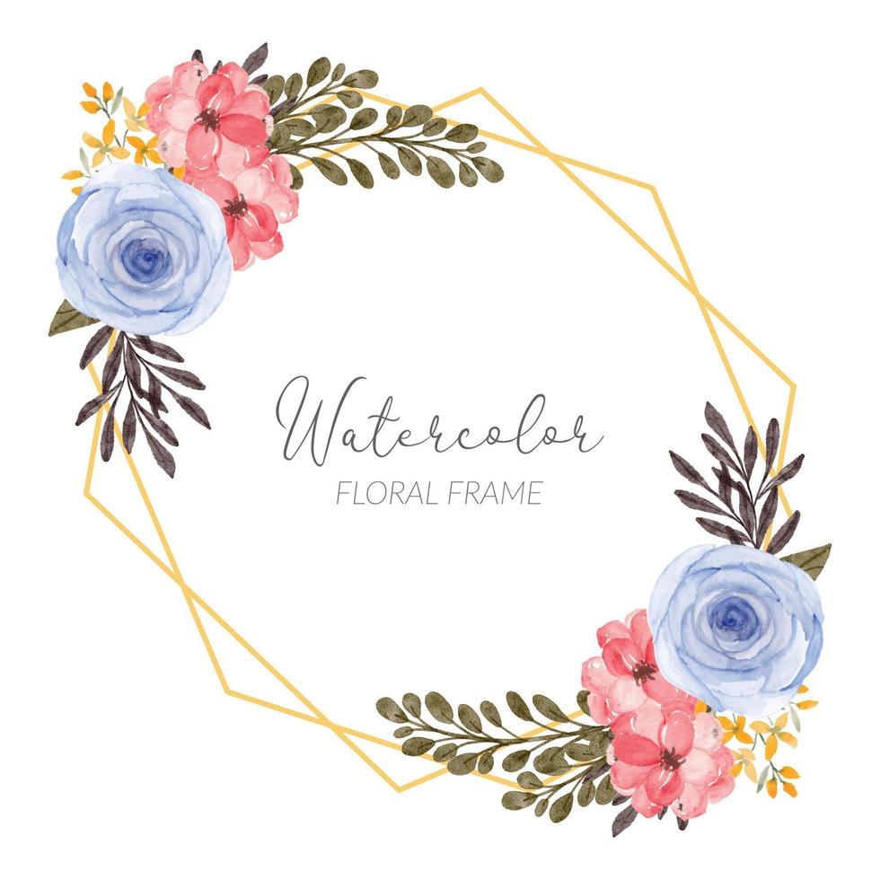 watercolor rose floral rustic arrangement frame vector