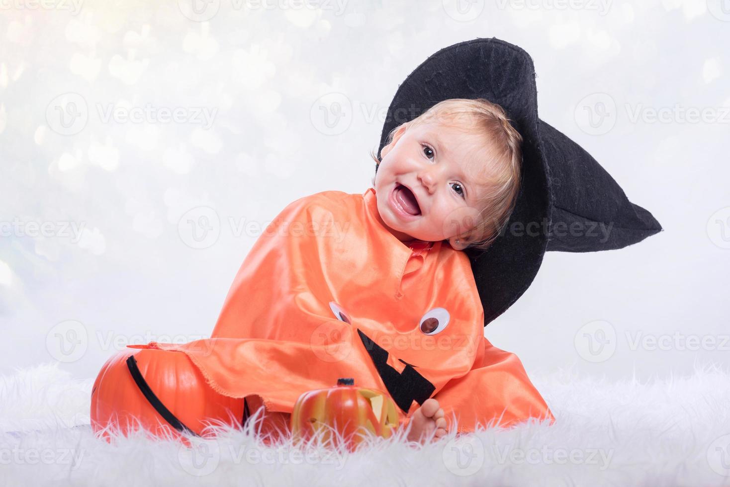 smiling baby on halloween photo