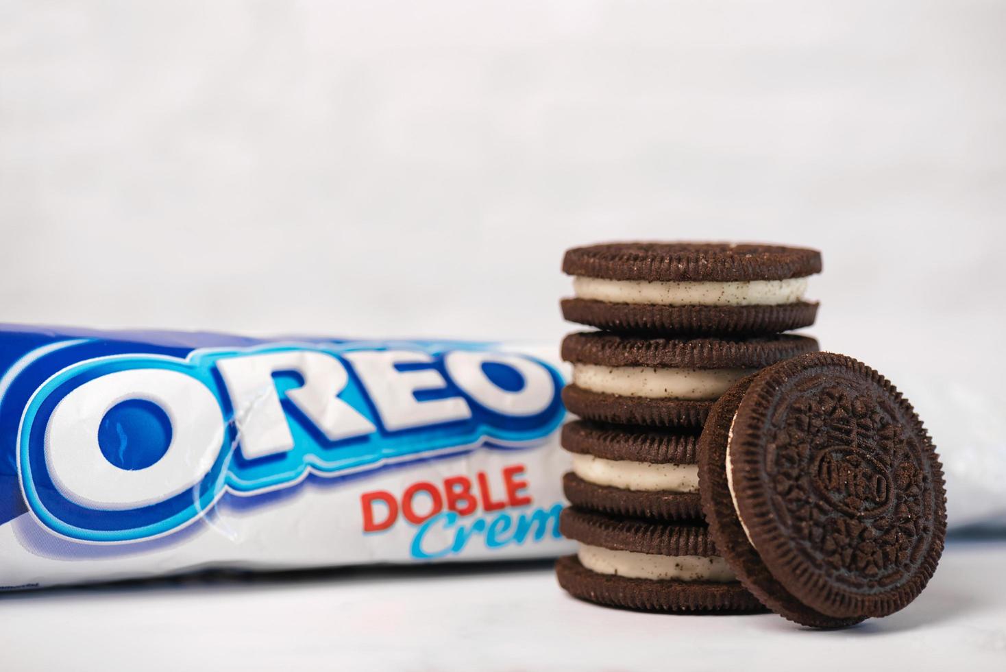 OREO sandwich cream biscuits with pack photo