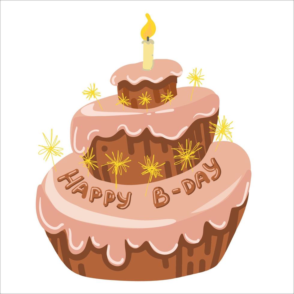 pastel de cumpleaños de chocolate con glaseado vector