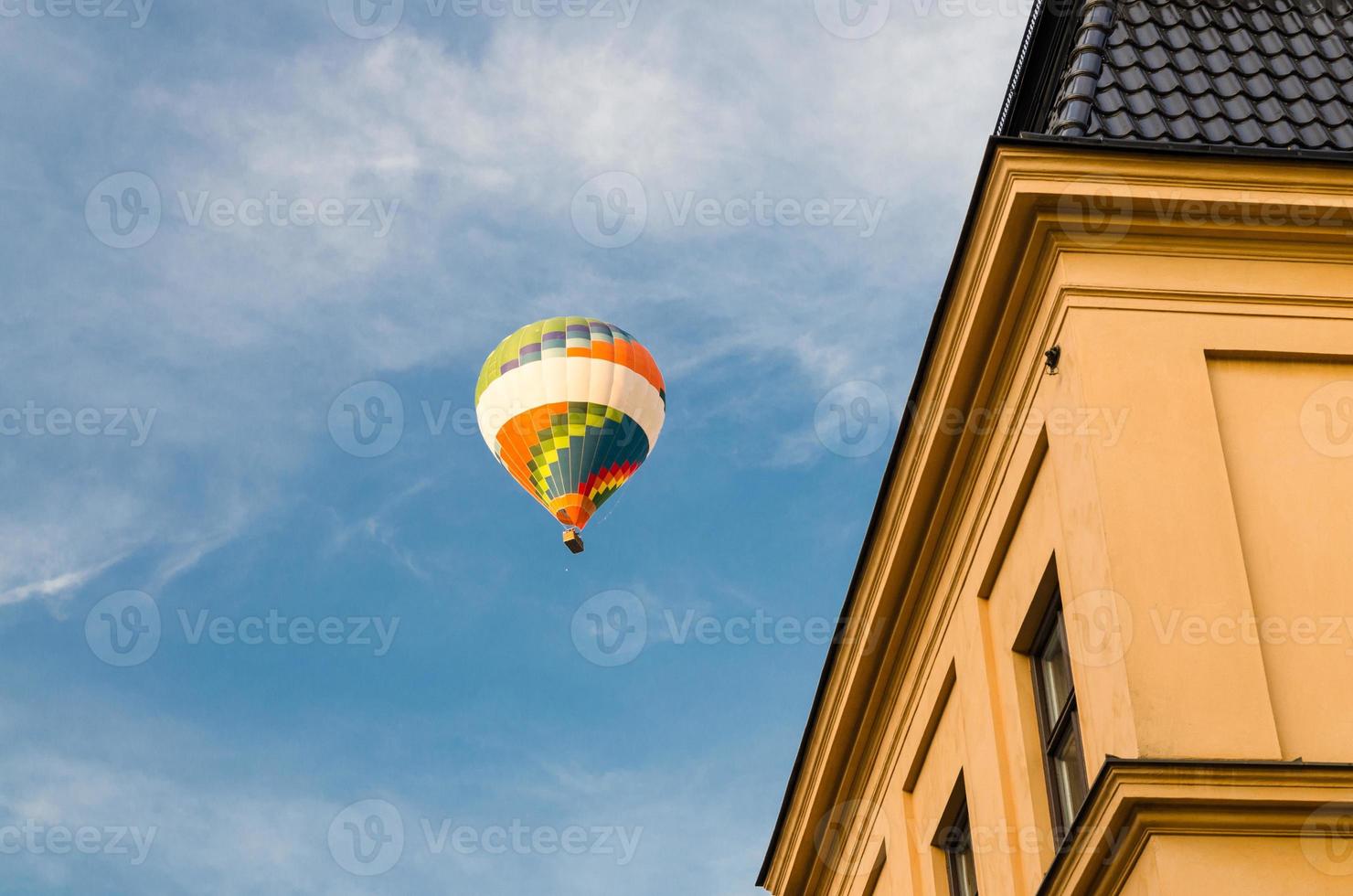 Colorful hot air balloon in blue sky, Stockholm, Sweden photo