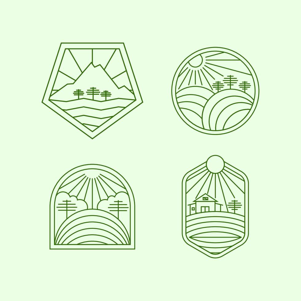 Outdoor monoline badge design It is suitable for industry, companies and communities and is easy to use in various media vector