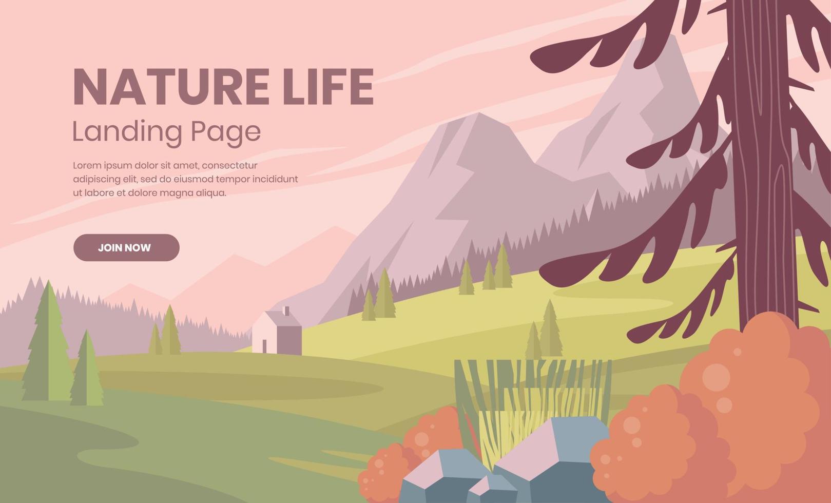 flat nature landscape landing page vector