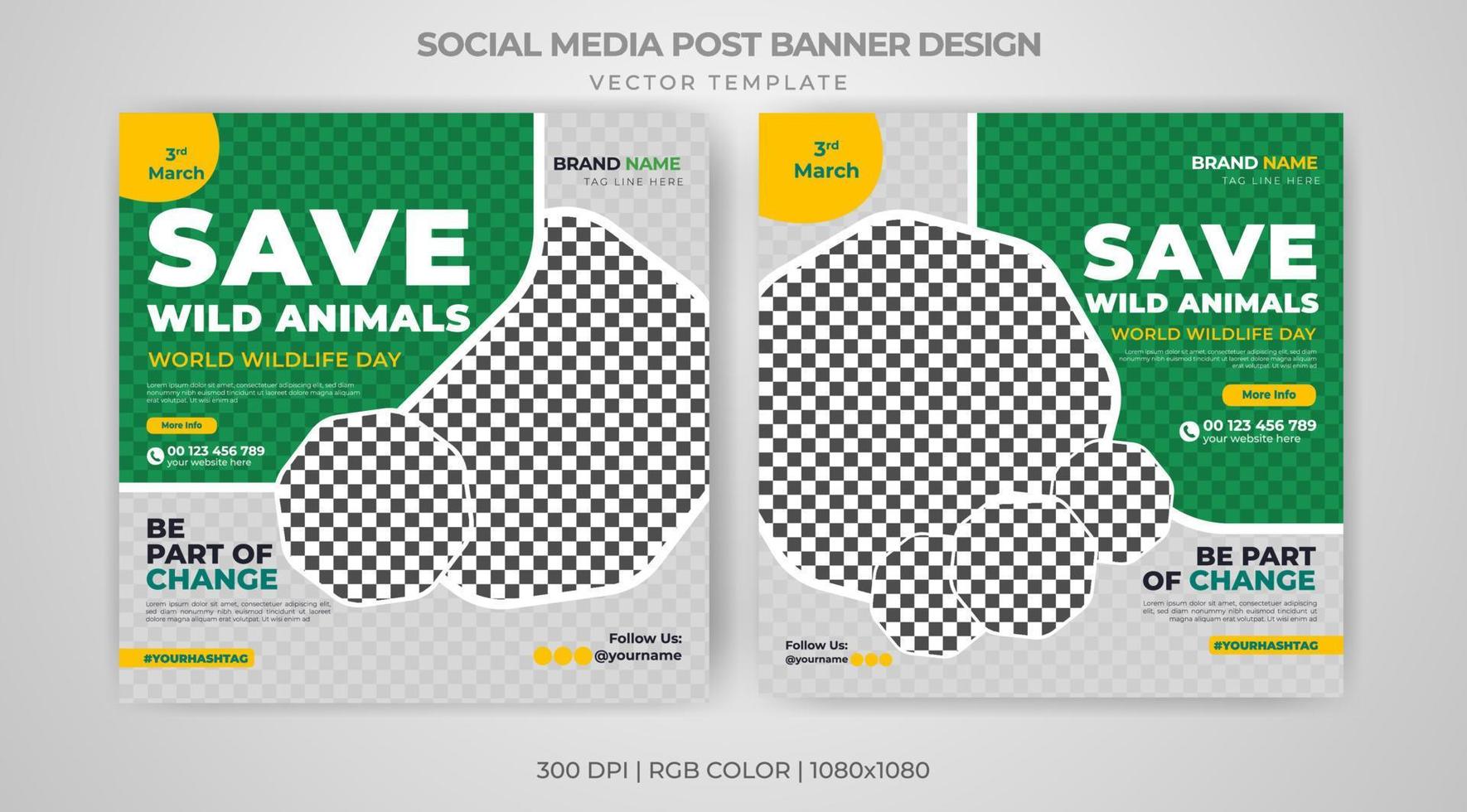 World wild life day banner social media posts template Free Download vector