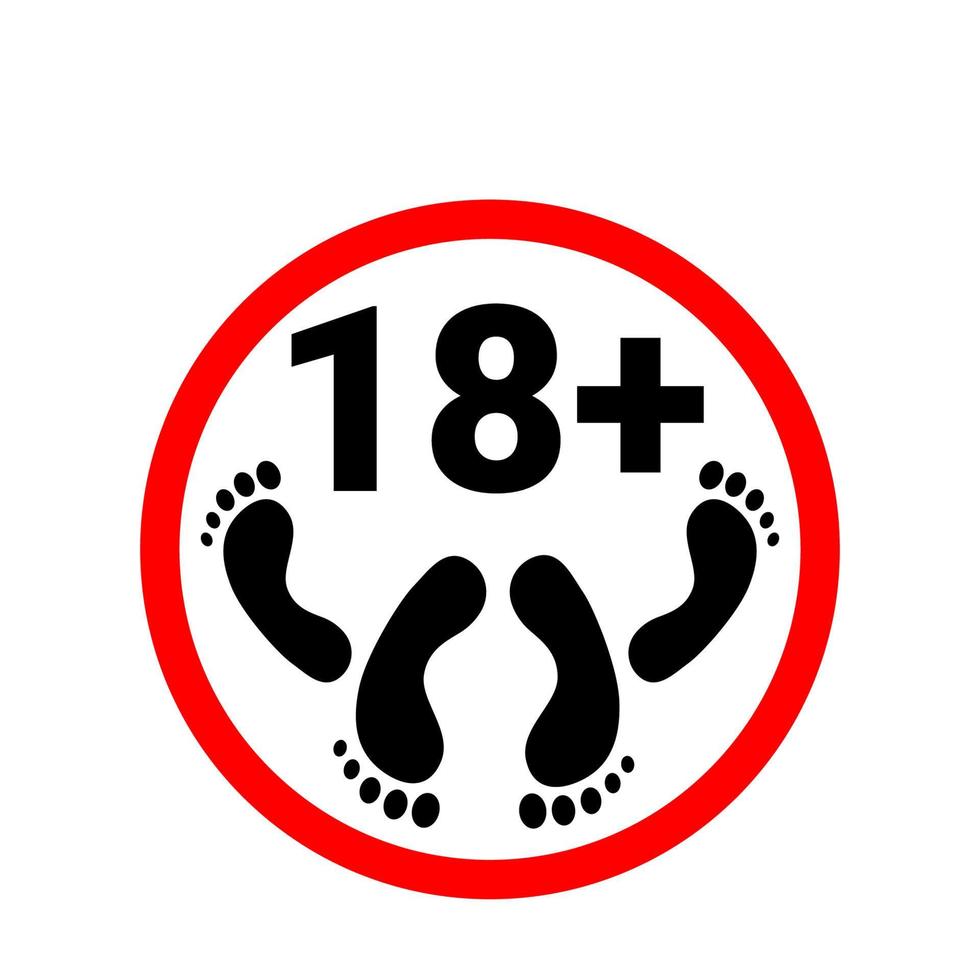 18 plus icon. Prohibition sign for persons under eighteen years of age. Sex  Content for adults.