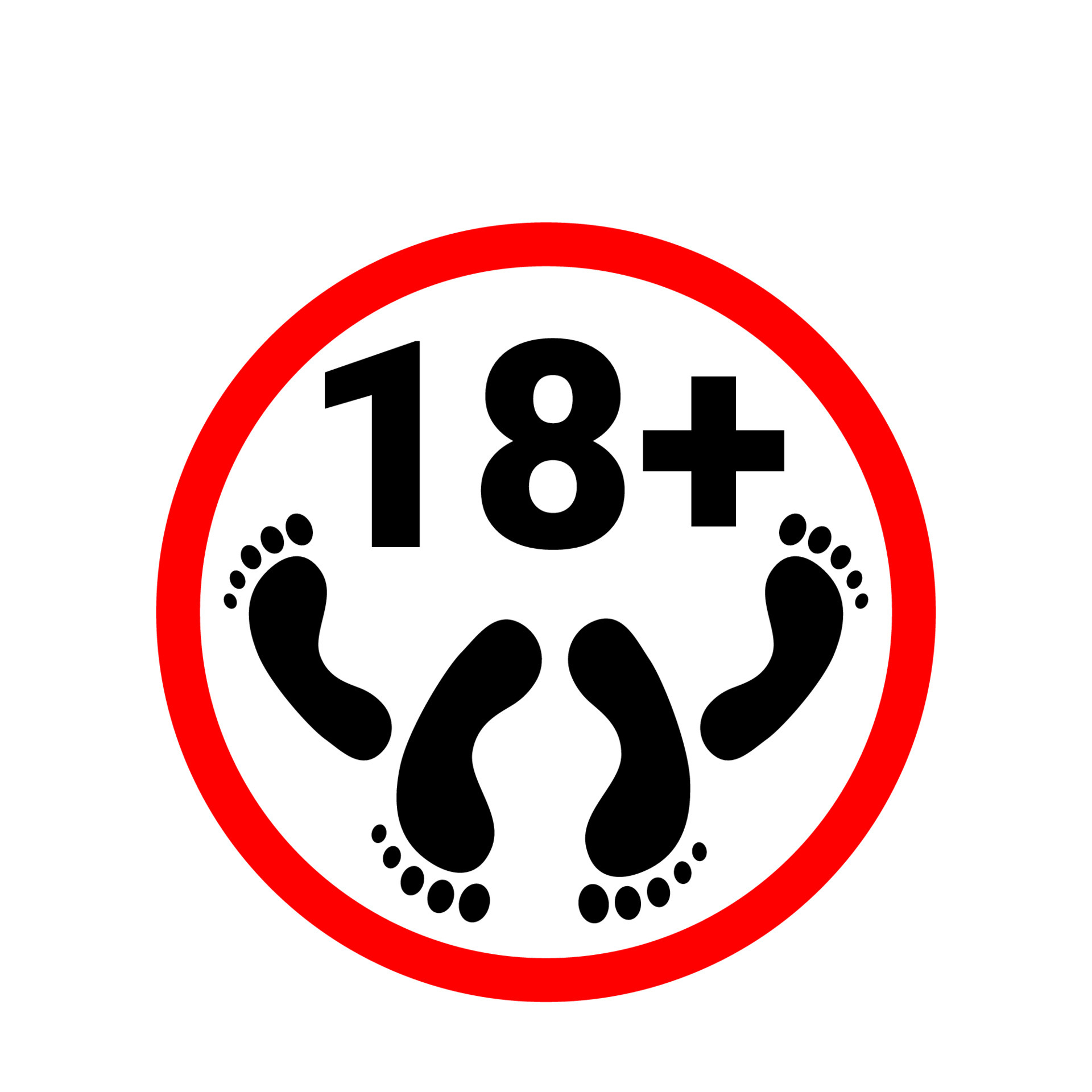 18 plus icon. Prohibition sign for persons under eighteen years of