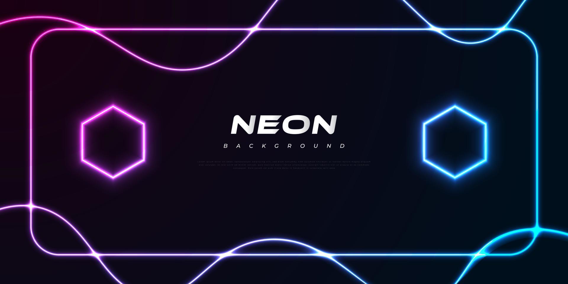 Modern and Futuristic Background with Glowing Neon Frames Isolated on Dark Background. Blue and Purple Neon Background vector