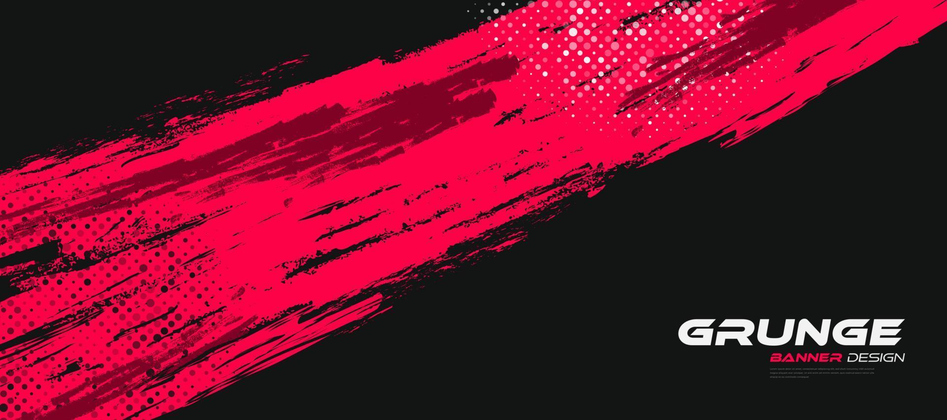 fondo de grunge abstracto negro y rojo con estilo de trama de semitonos. ilustración de trazo de pincel para pancarta, afiche o deportes. elementos de rayado y textura para el diseño vector